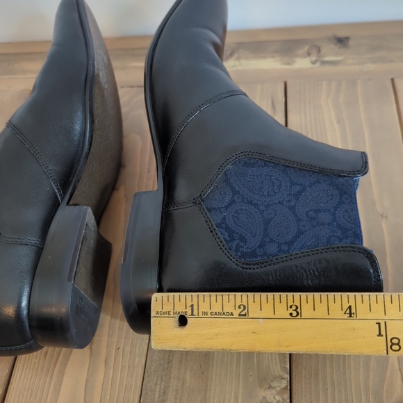 Ted Baker Black Leather w/ Paisley Print Boots - Picture 9 of 13